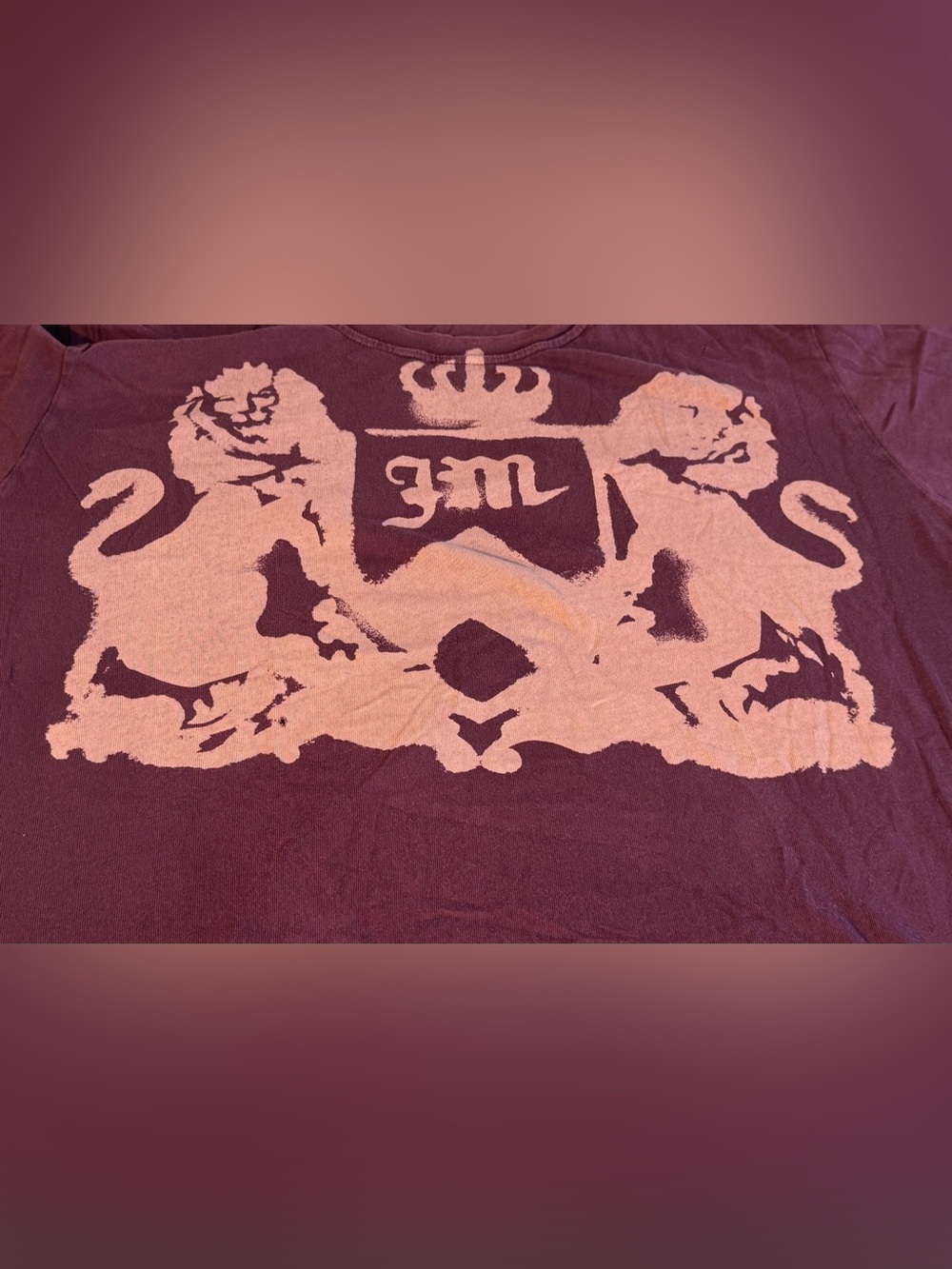 Juicy Couture Burgundy with Pink Graphic Crest T-Shirt XXL Y2K Style Made in USA - Picture 3 of 5